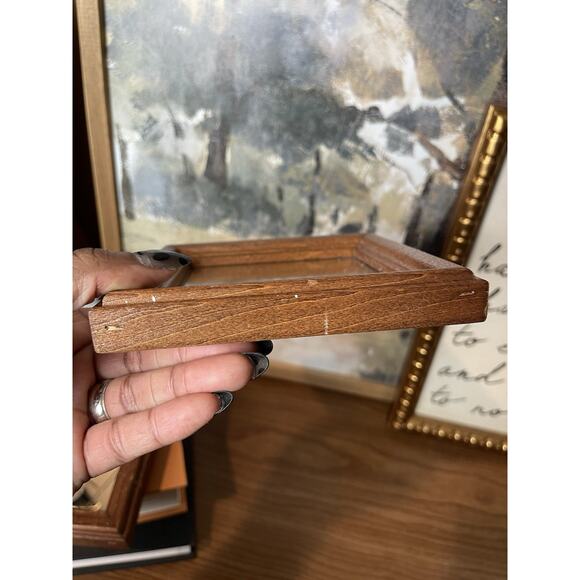 Wood Framed Mini Mirrors Set of 2 Vintage Boho Eclectic Wall Decor - Picture 6 of 14